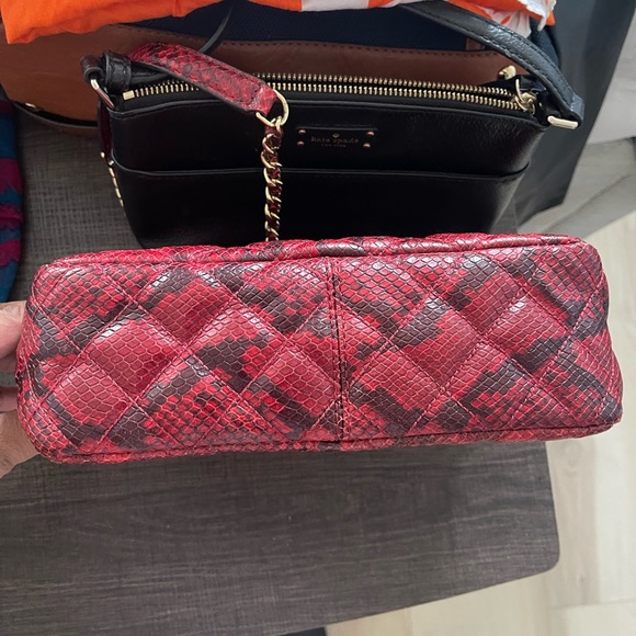 Red and black python leather Micheal Kors bag/ gold hardware. Condition good. - Picture 6 of 11
